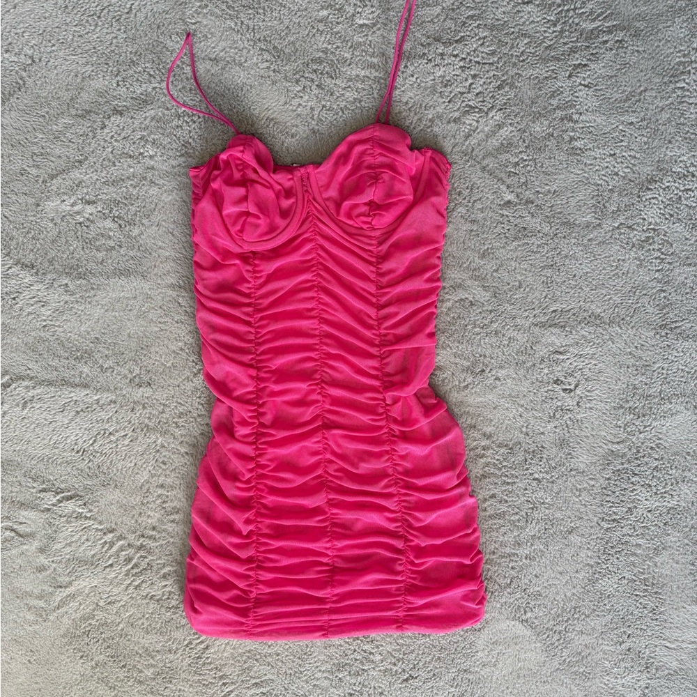 Ruched Pink Mini Dress